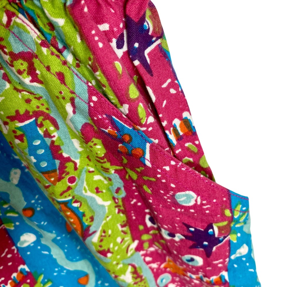 Vintage 80s Dreams Abstract Fish Romper XL Short Sleeve 90s Playsuit Jumpsuit - Picture 7 of 11